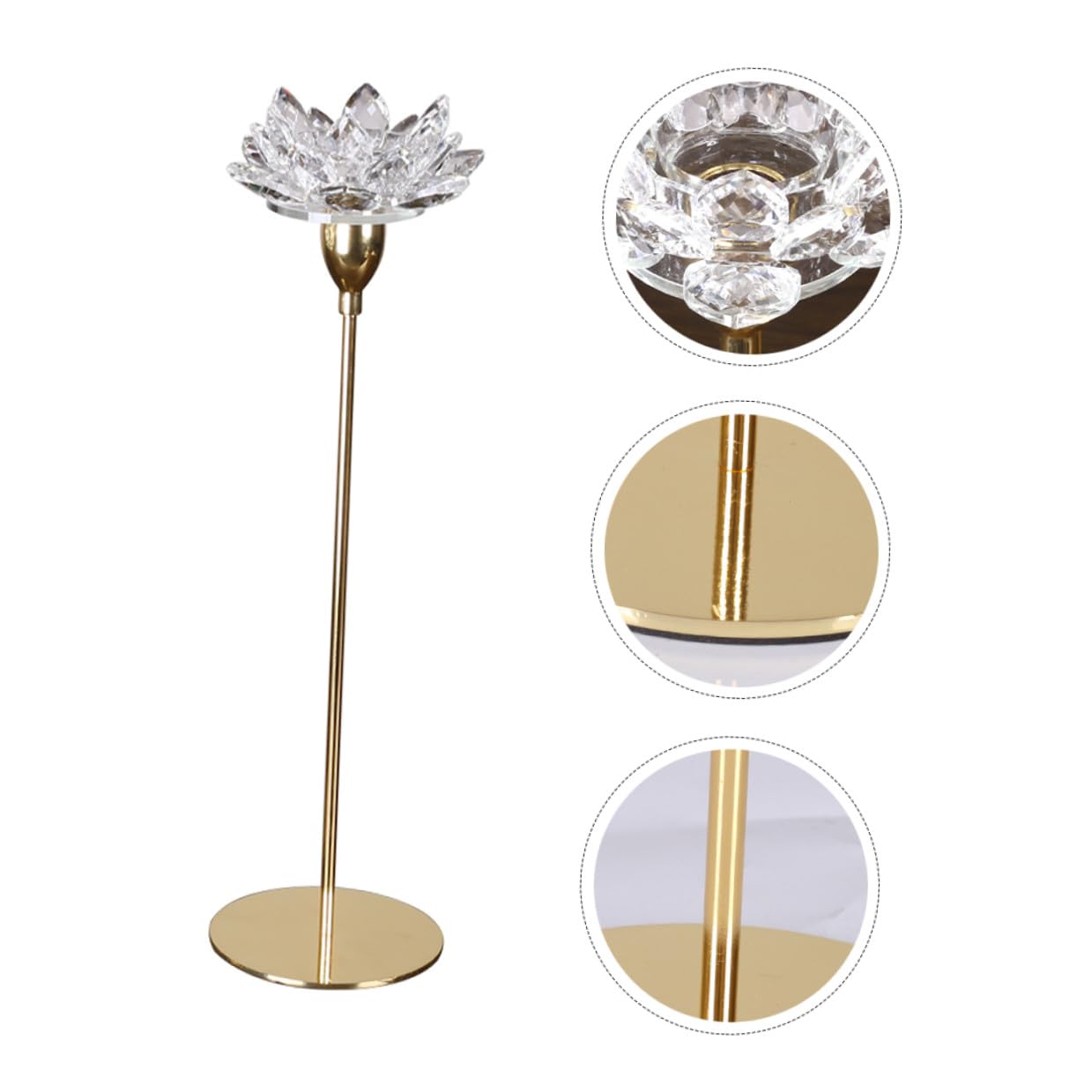 jojofuny Metal Crystal Lotus Candlestick Holder Small Gold Wedding Candle Stand Decorative Candlelight Dinner Ornament for Dining Room