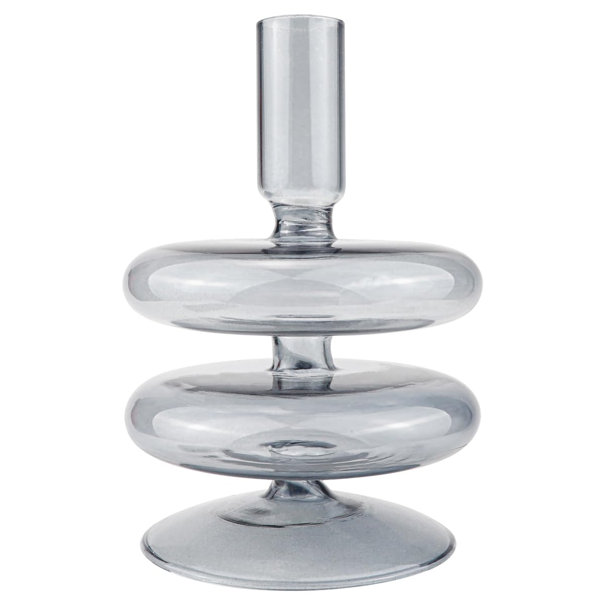 LNQ LUNIQI Clear Glass Candle Holders Glass Taper Candle Holder Decorative Glass Candlestick Holders for Dining Table Centerpieces Wedding Church （Gray）