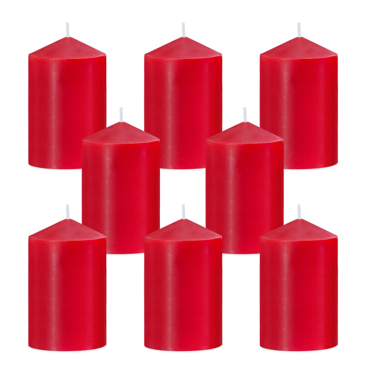 2x3 Inch Red Pillar Candles, 24 Hour Small Unscented Dripless Burgundy Colored Column Cylinder Candles for Christmas Home Party Holidays, Set of 8