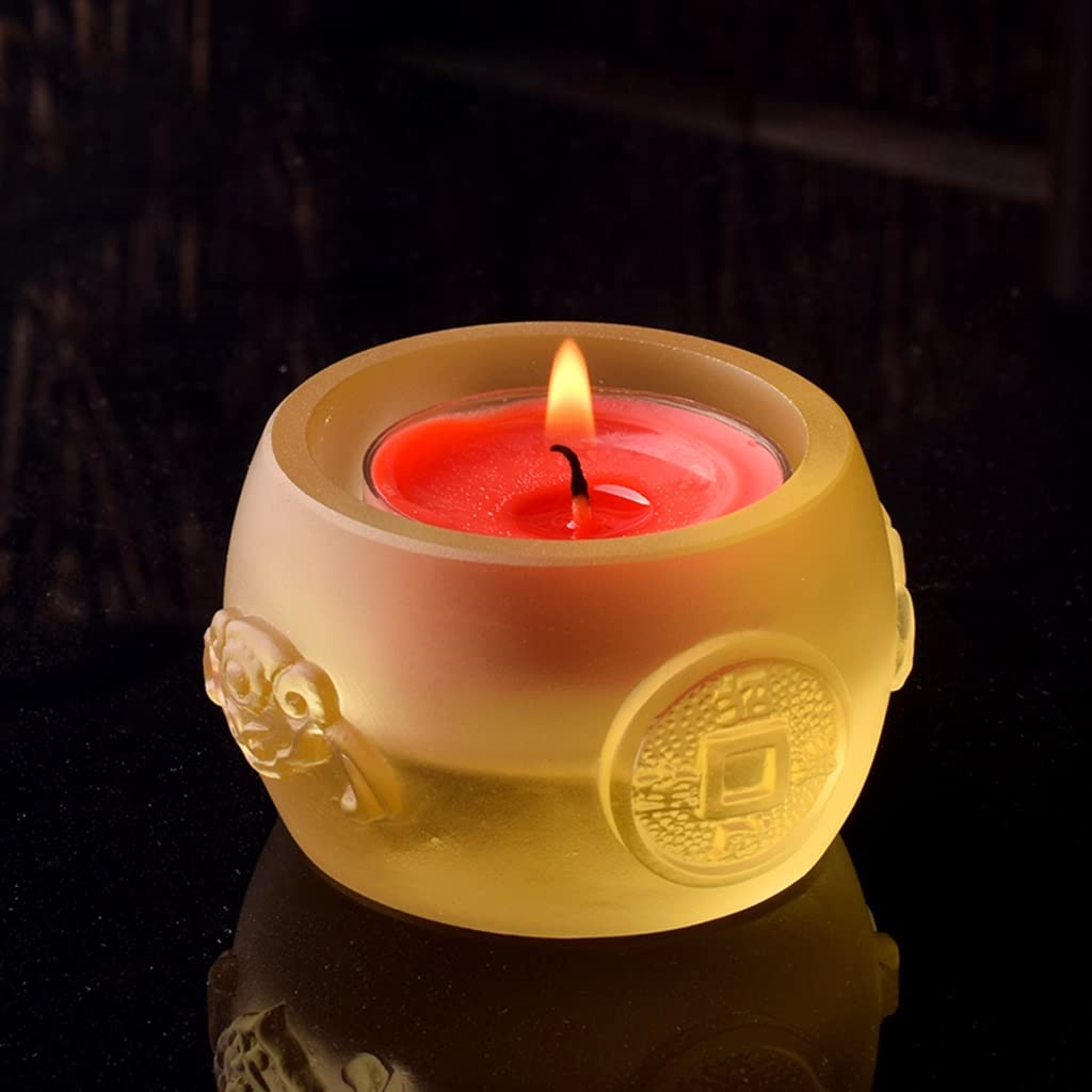 Candle Holder Glazed Lotus Lucky Candlestick Oil Lamp Base Decoration Suitable for Dinner Living Room Kitchen Restaurant Decorate Candlestick