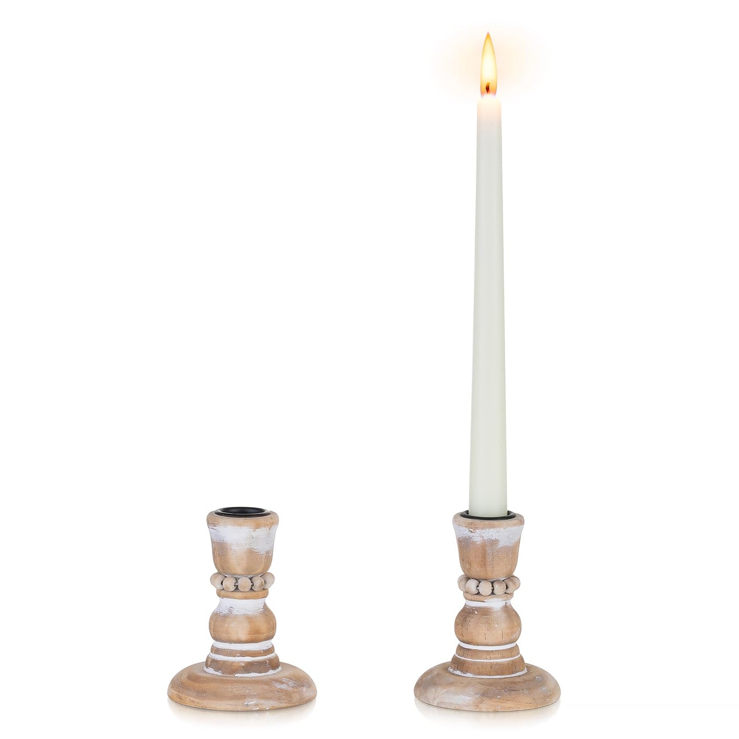 Inweder Wooden Taper Candle Holders: Rustic Wood Candlestick Holders Farmhouse Fall Decor for Living Room Dinning Table Centerpiece Christmas Set of 2