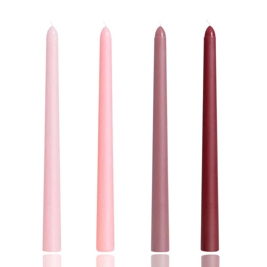 10 inch Gradient Taper Candles,Set of 4 Tapered Candle, Tall Candlesticks,Conical Stick Candles,Smokeless,Home Dinner, Party, Wedding, Halloween, Christmas (Pink Series, 10inch)