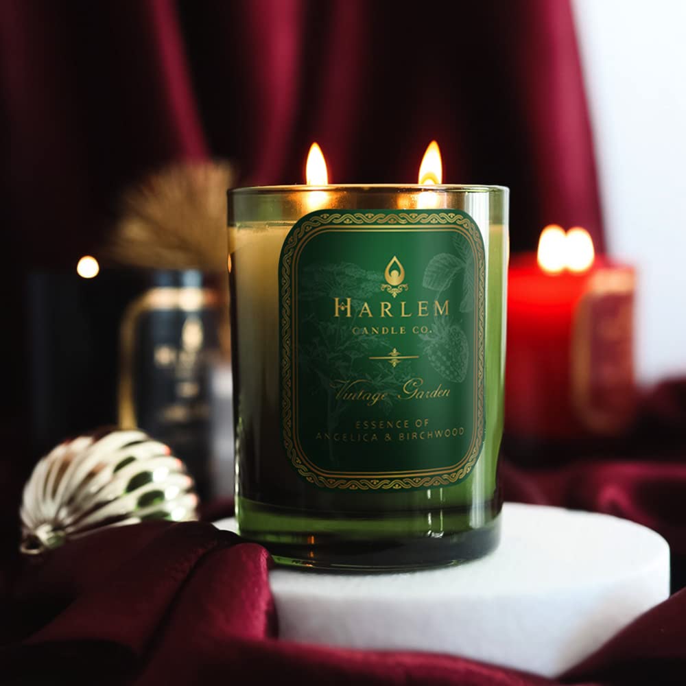 HARLEM CANDLE CO. Vintage Garden - Luxury Scented Soy Candle, 11 oz - 80-Hour Burn Time | Wild Berry, Rose, Absinthe, Angelica, Strawberry Musk, Birchwood | Scented Candles for Home