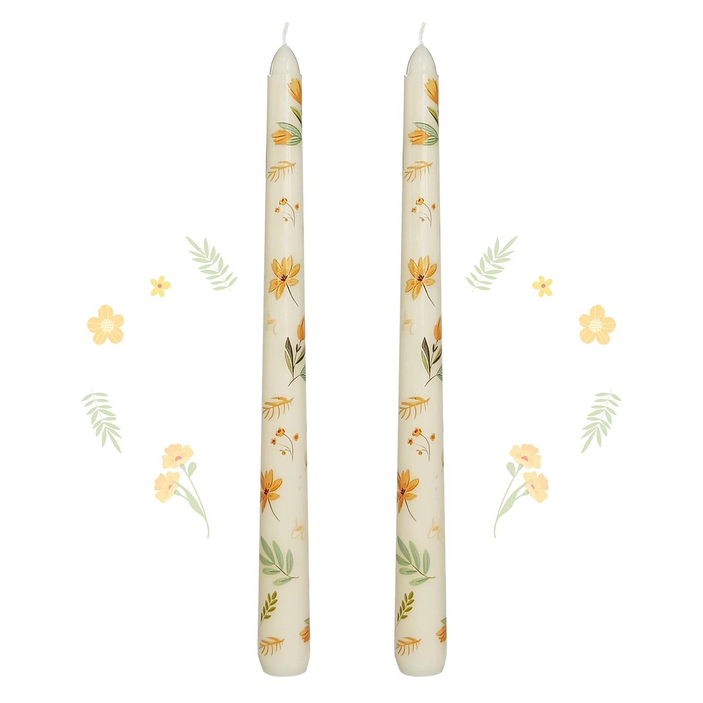 Taper Candles 10 Inch Print Candle Handmade Unscented Grass Iris Long Candles 2 Pack Twisted Candlesticks for Wedding Home Decoration Gifts