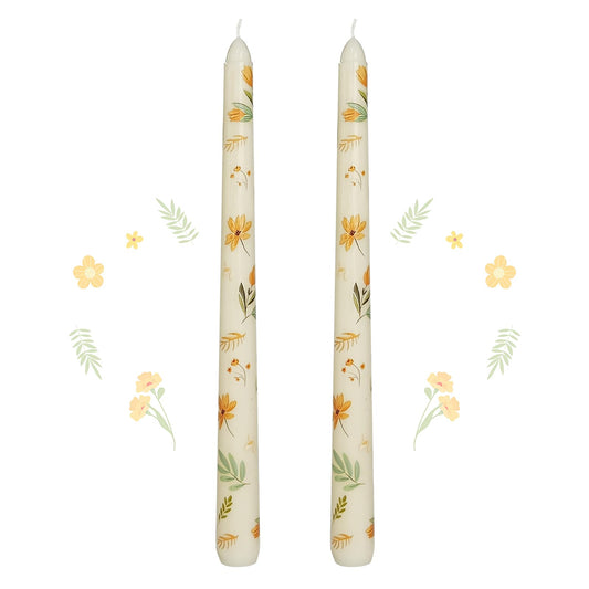 Taper Candles 10 Inch Print Candle Handmade Unscented Grass Iris Long Candles 2 Pack Twisted Candlesticks for Wedding Home Decoration Gifts