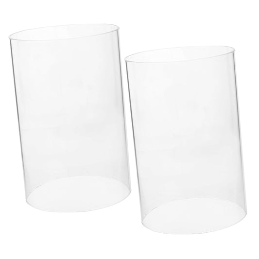 SAFIGLE Glass Candle Holder Windproof Shade 2Pcs Glass Cylinder Cover 10X15Cm Household Pillar Candle Cover for Indoor Outdoor Use