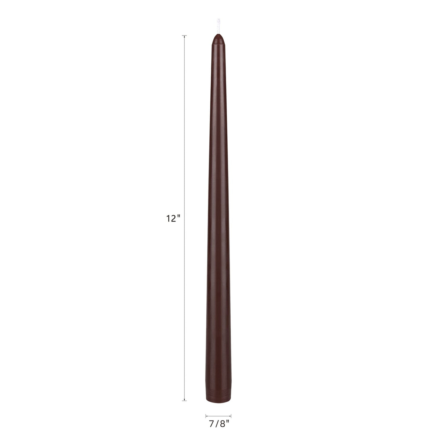 Mega Candles 12 pcs Unscented Brown Taper Candles, Hand Poured Wax Candle 12 Inch x 7/8 Inch, Home Décor, Wedding Receptions, Centerpieces, Occasions, Festivities, Romantic Events, Holders