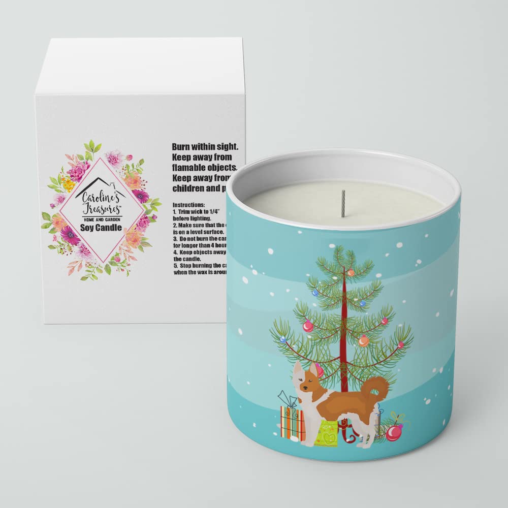 Caroline's Treasures CK3475CDL Nordic Spitz Christmas Tree 10 oz Decorative Soy Candle Nature Soy Wax Essential Oil Home Decor Ideal for Bedroom Kitchen Bath Office Gift, 10 oz