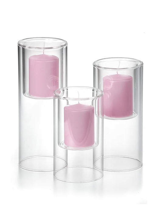 Yummi Set of 3 Pillar Candles & Ethereal Cylinders - Blush