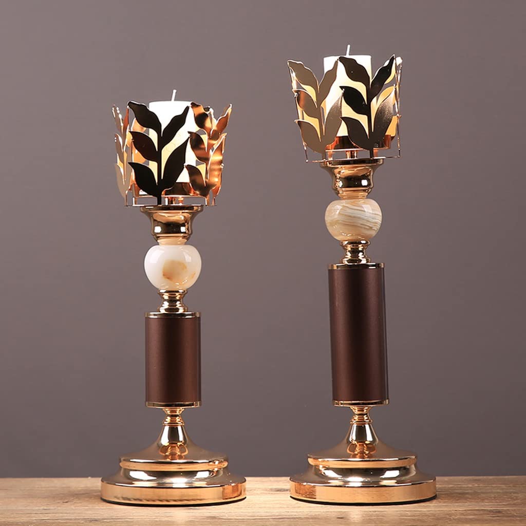 Candlestick Holders Retro Candle Holder Creative Light Luxury Table Decoration Romantic Candle Light Dinner Props Metal Ceramic Candle Holder Candle Holders(Size:A)