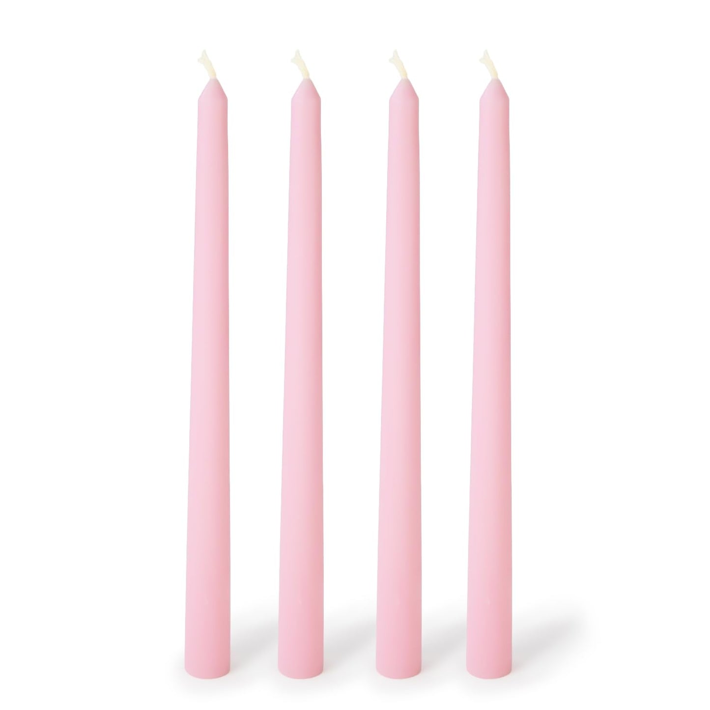 Estrella Blanca 4 Pack 10-Inch Baby Pink Taper Candles, Unscented Smokeless Dripless Tall Candlesticks for Home Décor, Table Settings, Events and Parties