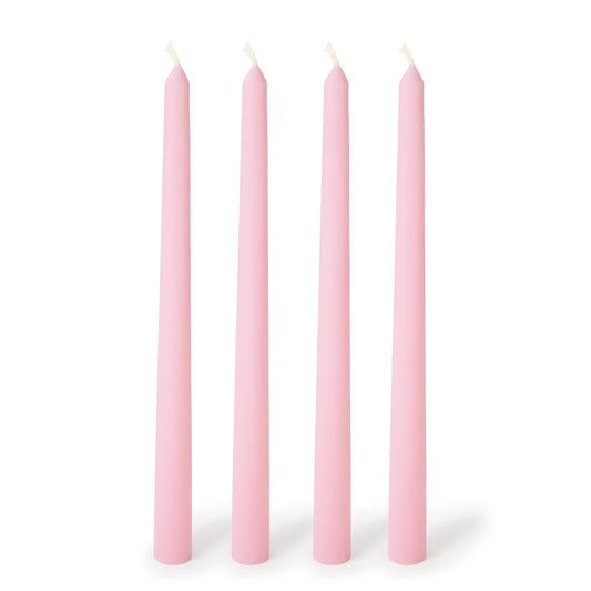 Estrella Blanca 4 Pack 10-Inch Baby Pink Taper Candles, Unscented Smokeless Dripless Tall Candlesticks for Home Décor, Table Settings, Events and Parties