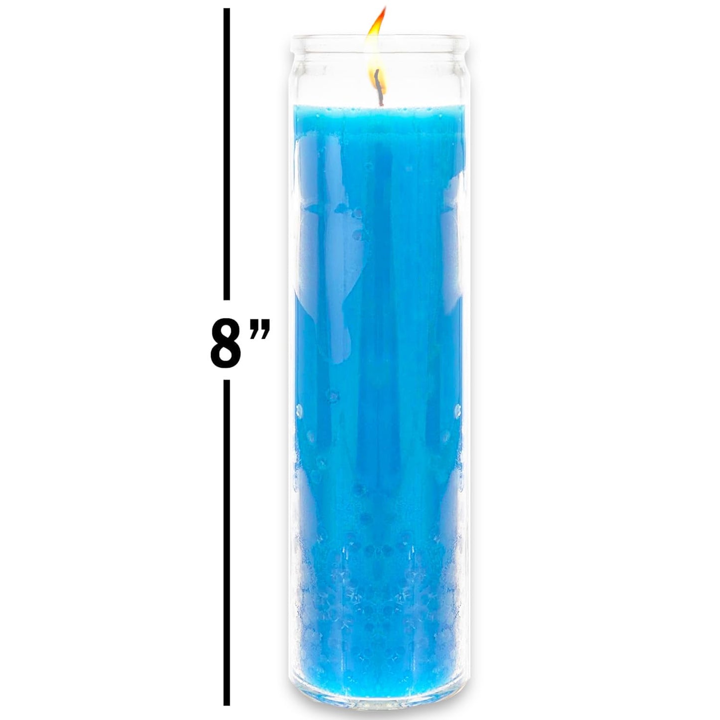 8 Inch Novena Blue Prayer Glass Candles - Bundle with 3 Novena Blue Prayer Candles | Candle for Vigils, Prayers, Blessing Ceremonies, and More