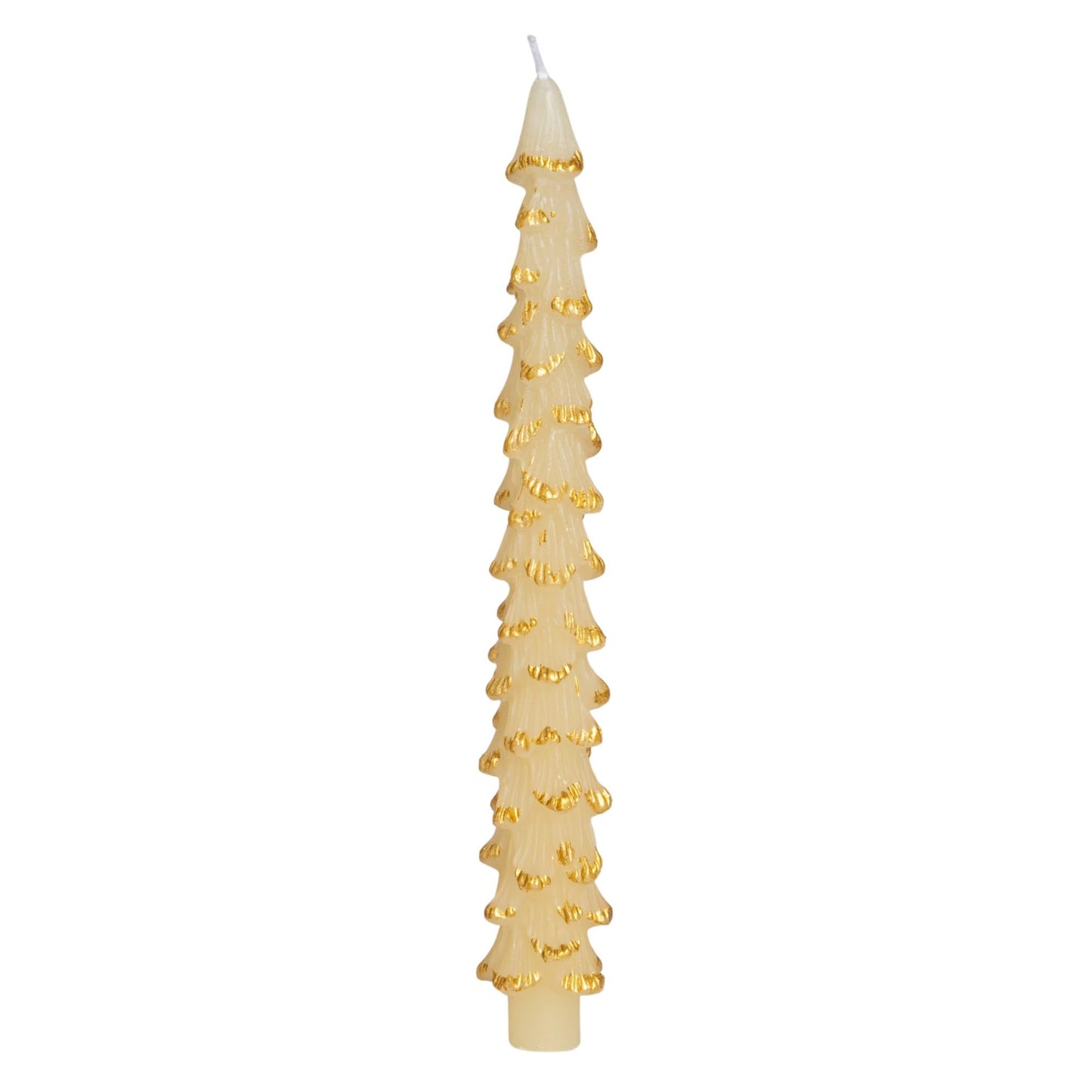 Creative Co-Op Golden-Tipped Elegance Tree Shaped Taper Candles, Eggnog Color, Set of 2