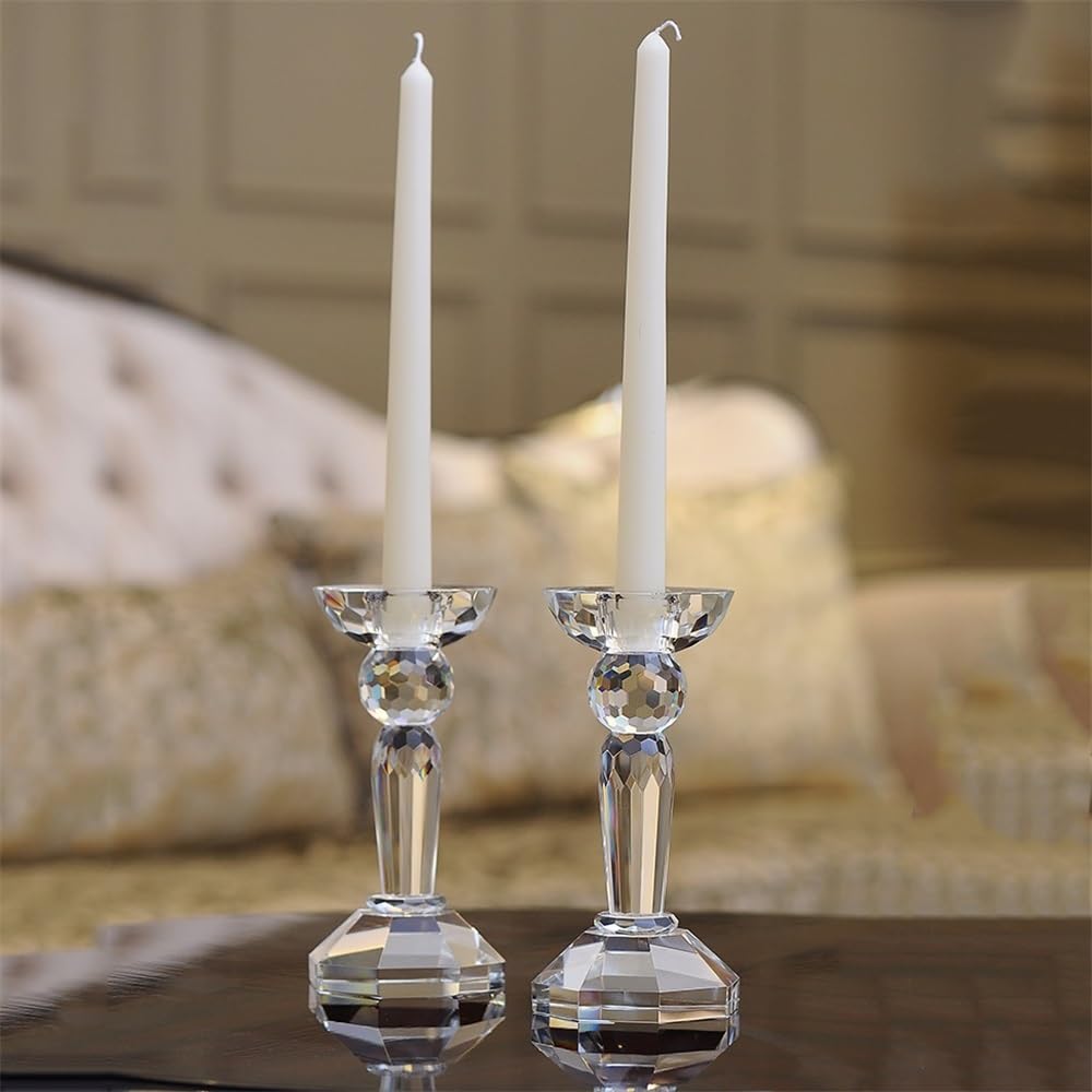 Candlestick Holders Creative Crystal Candlestick Elegant Candle Holder Centerpiece for Wedding, Church, Halloween, Dining, Home Decor Candle Holders(Small)