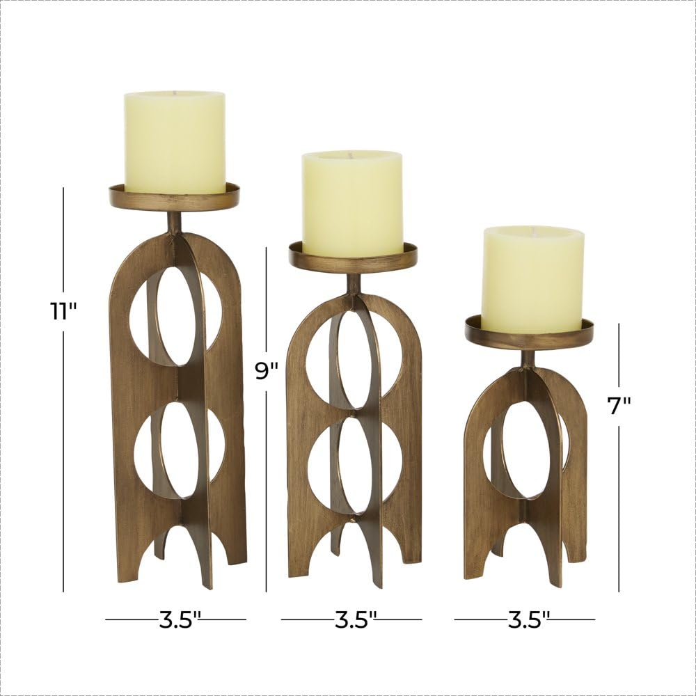 YUHUAWF Candle Holderss 3 Candle Gold Metal Handmade Pillar Candle Holder, Set of 3 Decorative Candlestick