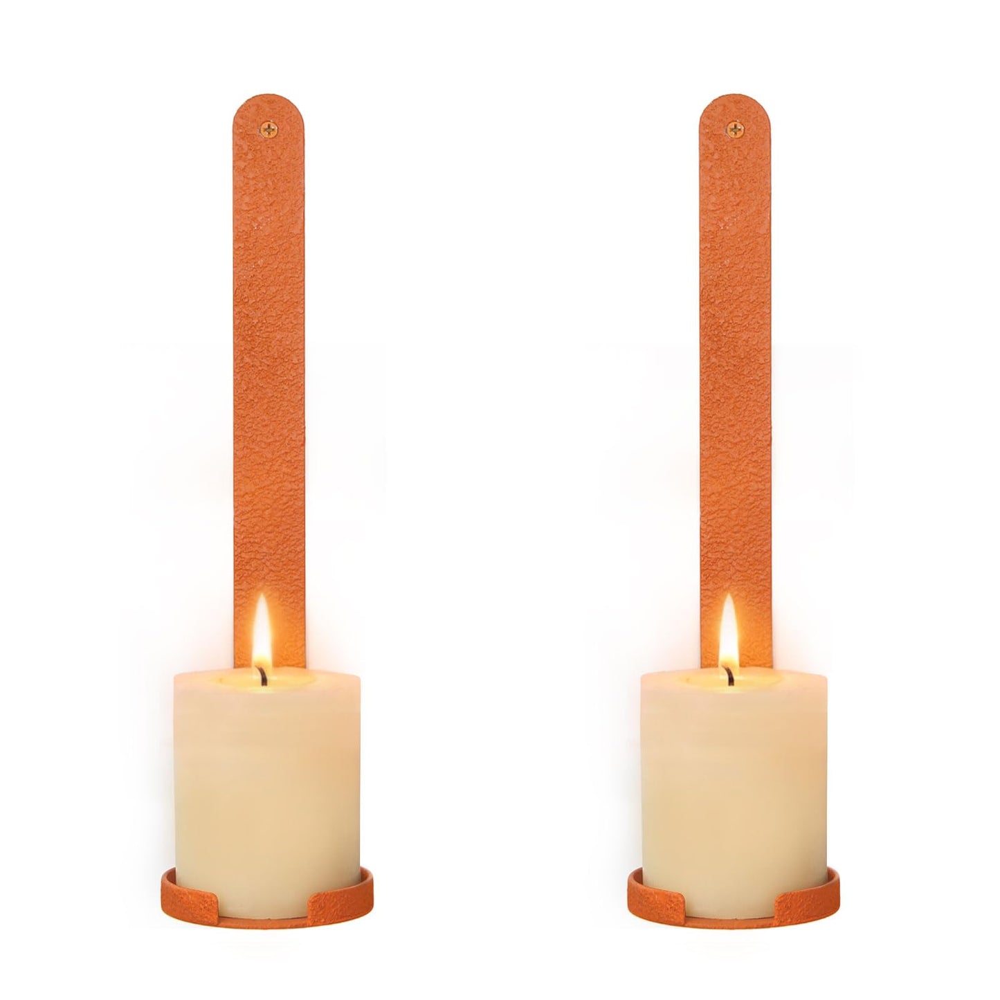 AimtoHome Orange Wall Candle Sconces Set of 2, Cast Iron Wall Mounted Candle Holders, Multi-Purpose Farmhouse & Minimalist Modern Decor for Living Room, Hallway