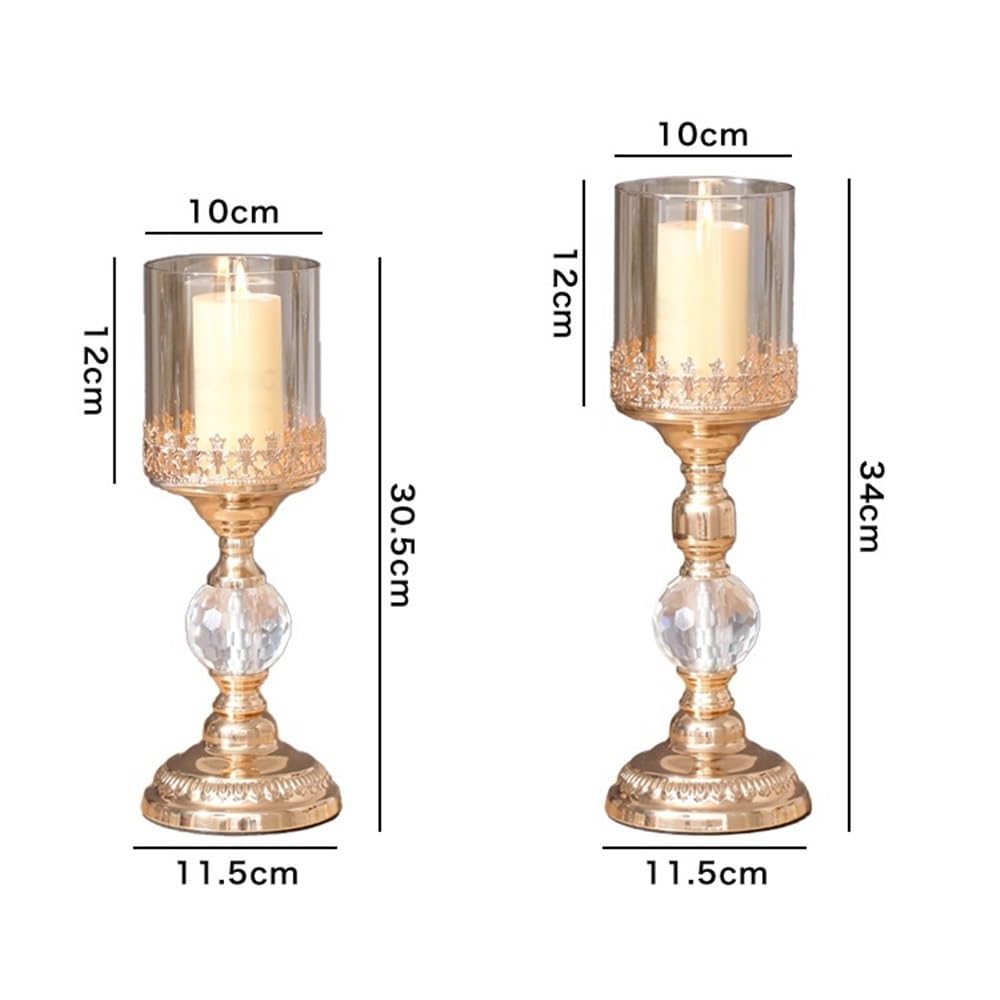 YUHUAWF Candle Holderss Light Luxury Gold Tall Candlestick Metal Glass Dinner Table Decoration Candle Holder Decorative Candlestick(Small)