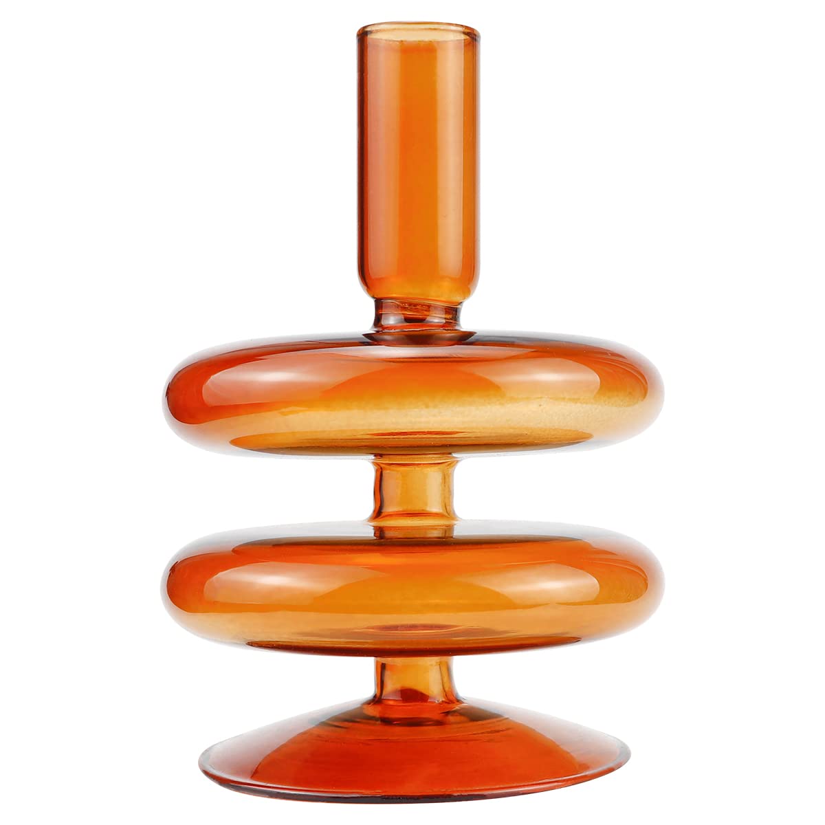 LNQ LUNIQI Clear Glass Taper Candle Holder Glass Pillar Candle Vase Decorative Glass Candlestick Holders for Dining Table Centerpieces Wedding Church（Brown）