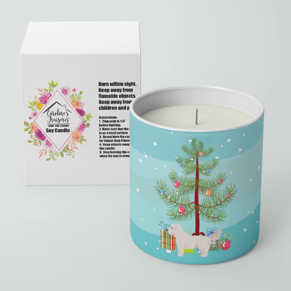 Caroline's Treasures CK3805CDL Bichpoo White Christmas Tree 10 oz Decorative Soy Candle Nature Soy Wax Essential Oil Home Decor Ideal for Bedroom Kitchen Bath Office Gift, 10 oz