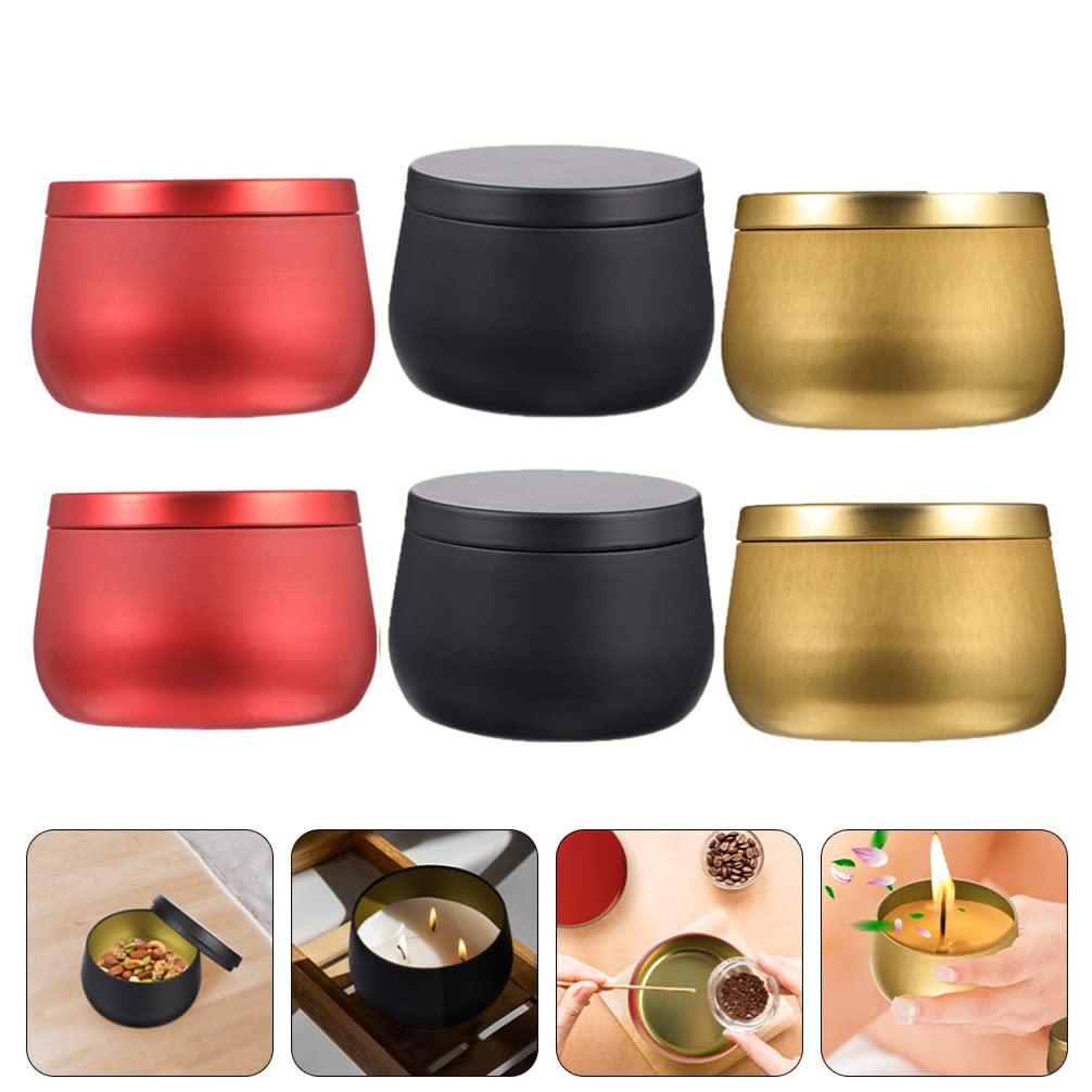 Beavorty 6pcs Decorative Tinplate Candle Cups Sealed Aromatherapy Holders for Home Decor and Crafting