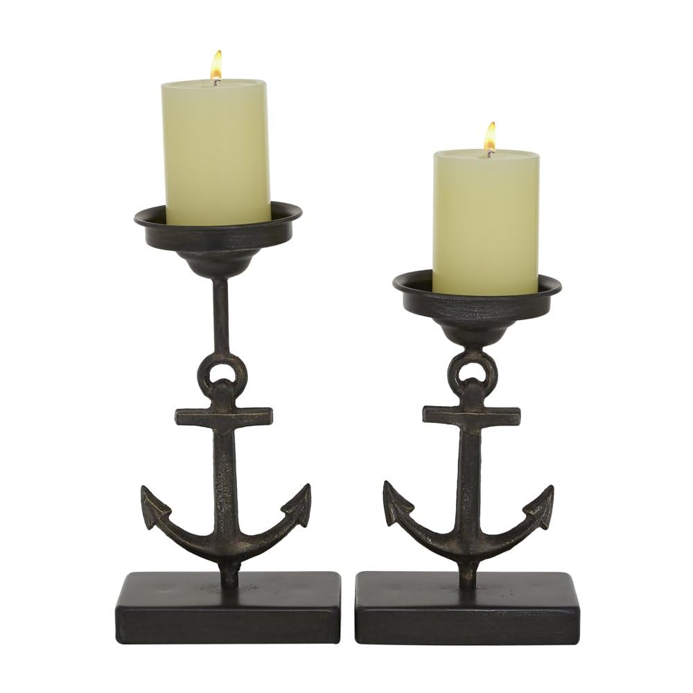 YUHUAWF Candle Holderss 2 Candle Black Metal Candle Holder, Set of 2 Decorative Candlestick
