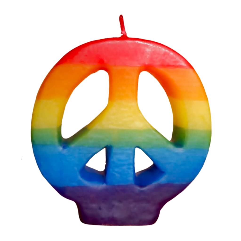 Candlestock Rainbow Peace Sign Candle - Pride Candle Handmade in Woodstock NY