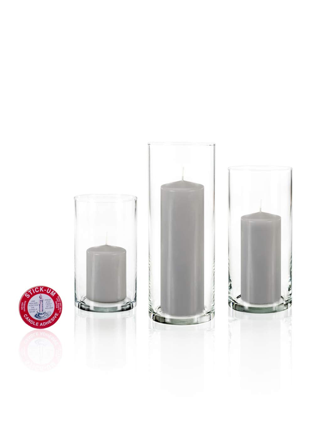 yummi Set of 36 Slim Pillars and Cylinder Vases - Light Gray
