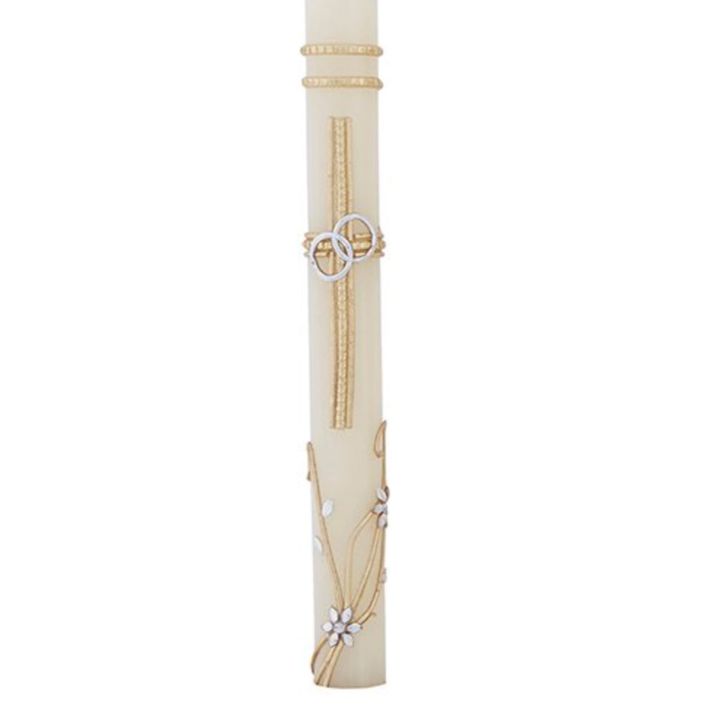 Needzo Wedding Unity Candle Set for Ceremonies, Gold Tone and Silver Toned Ornate Centerpiece Candles, 3 Pieces Included