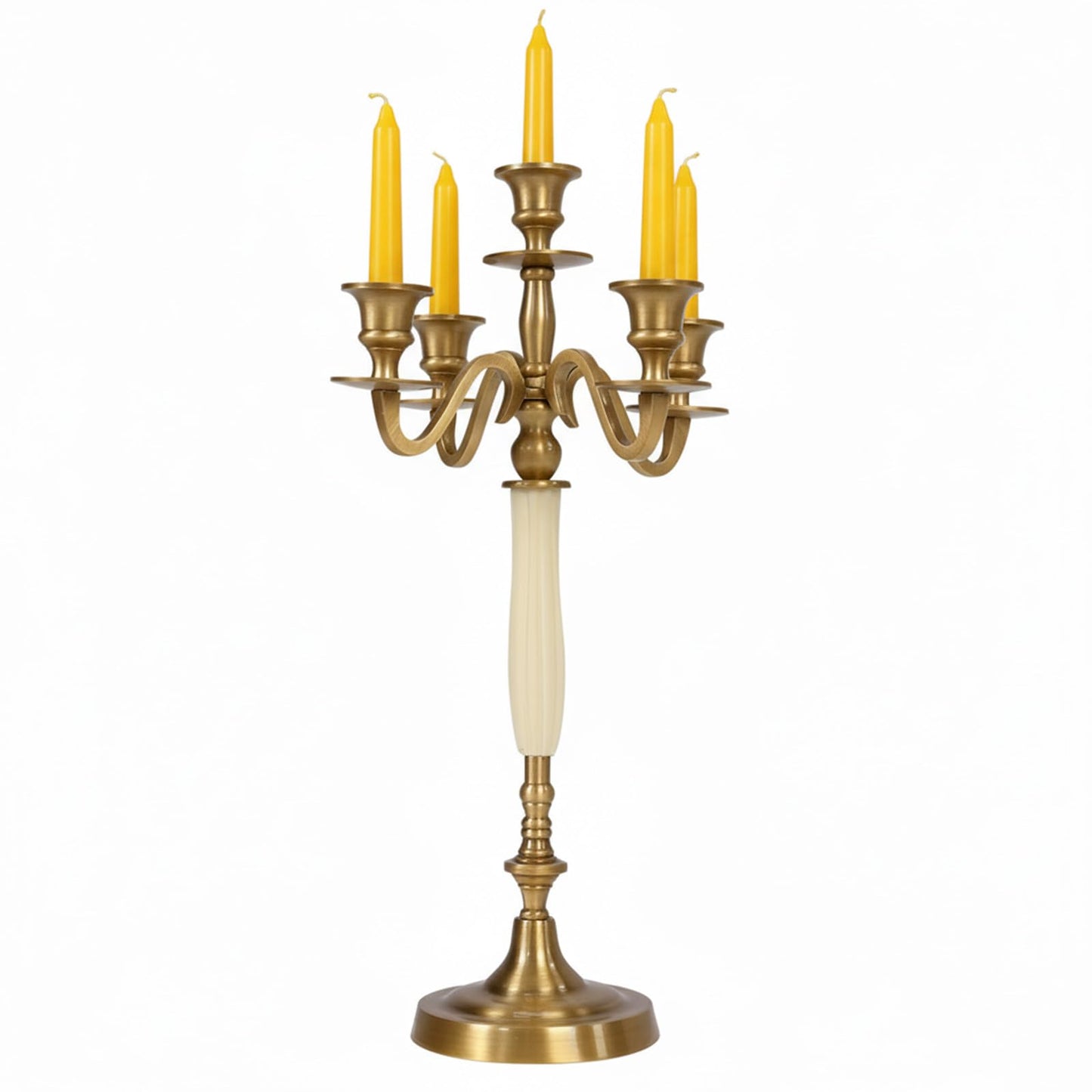 OssifragaBone 5 Candle Metal Golden Metal Candlestick Holder Wedding Event Candelabra Candle Stand for Wedding Dining Table Xmas Party Home Decor