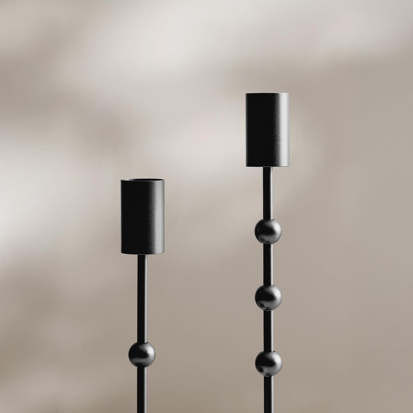Black Candlestick Holders, Beaded Metal Taper Candle Stick Holders, Set of 3 Candle Holder for Fall Decorations, Tapered Candle Holders, Thanksgiving Table Centerpiece, Halloween Gothic Decor
