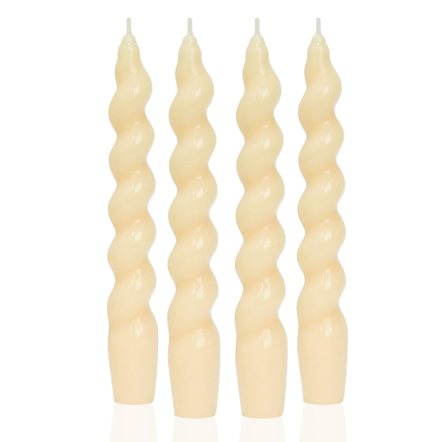 MAITREYA Light Blush Spiral Taper Candles - Conical Stick Candles, Handmade Twisted, Set of 4 for Decoration, Weddings, Party, Church - Unscented, Dripless, 7.5inch