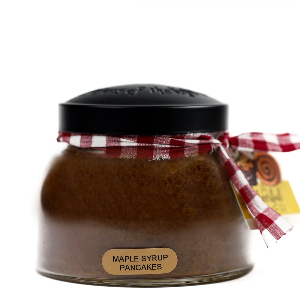 A Cheerful Giver - Maple Syrup Pancakes Mama Scented Glass Jar Candle (22oz) with Lid & True to Life Fragrance Made in USA