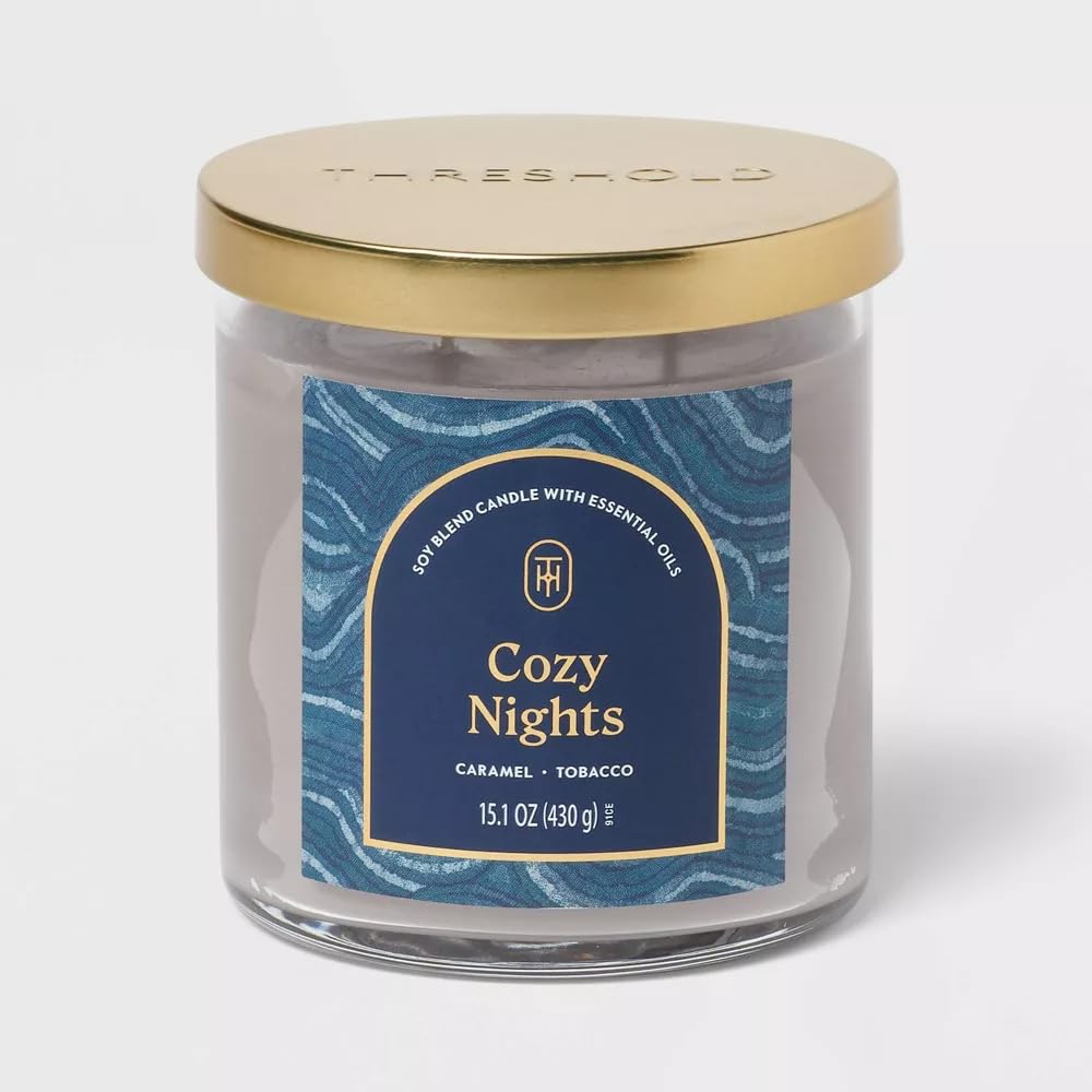 Threshold 2-Wick Lidded Glass Jar Candle (15.1oz, Cozy Nights)