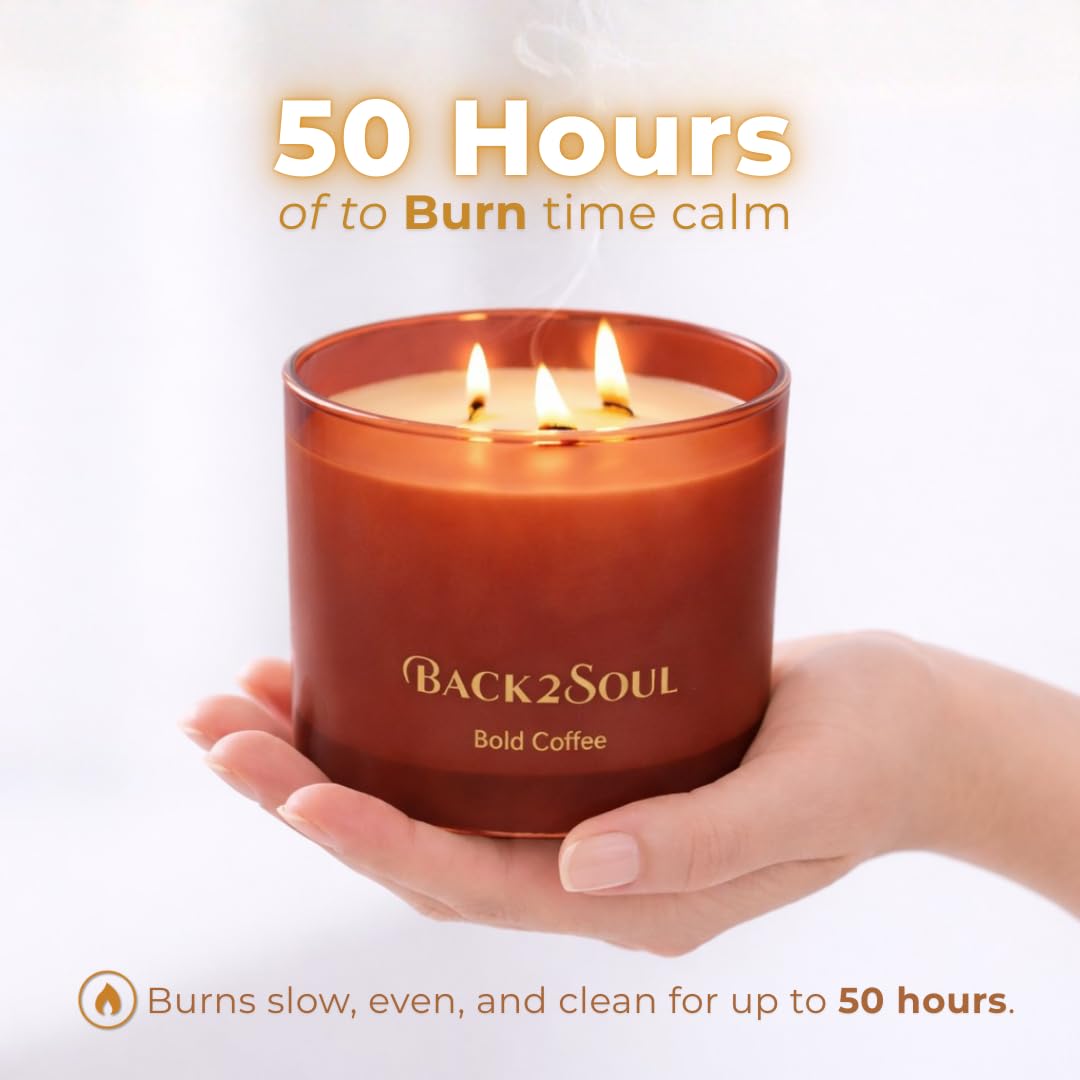 Scented Soy Candles 13.4 oz, Non Toxic Candle, Clean Burning Aromatherapy Candle for Relaxation, 50 Hours Burn Time, Mothers Day Gift for Mom, Bold Coffee