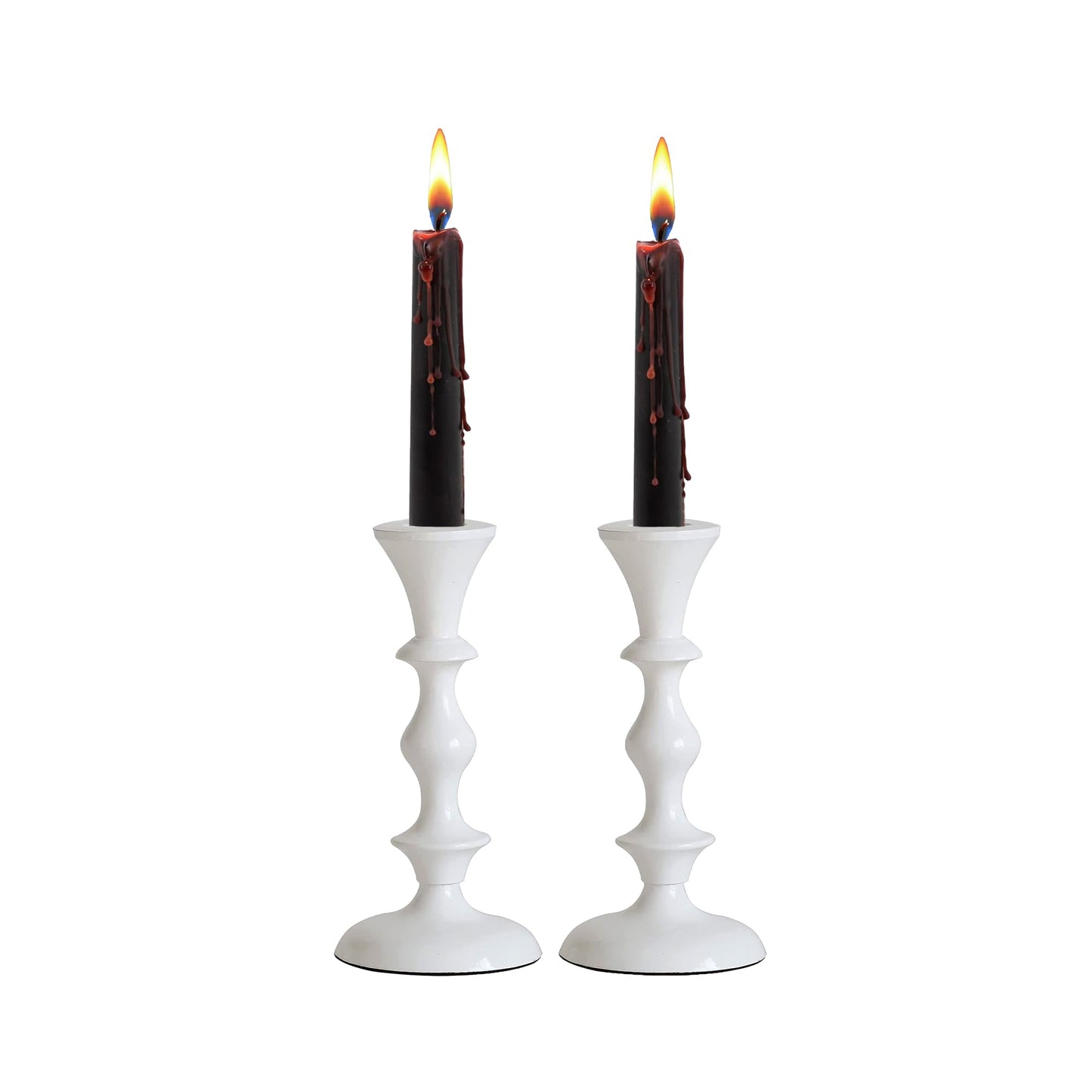 Rely+ White Metal Taper Candle Holders Set of 2 – 5.75" Decorative Candlestick Holders for Table Centerpiece, Home Décor, Dining Table, Wedding & Party Decorations