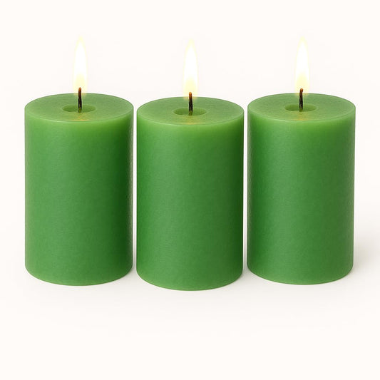 Pillar Candles 3 Pack (Green, Pillar 3x4)