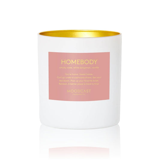 Moodcast Homebody Scented Candle - Aesthetic Candle for Home, Vanilla, White Bergamot & Smoky Cade, Clean Coco Wax Blend, Vegan, Paraben Free, 45-Hour Long Lasting Burn - 8oz