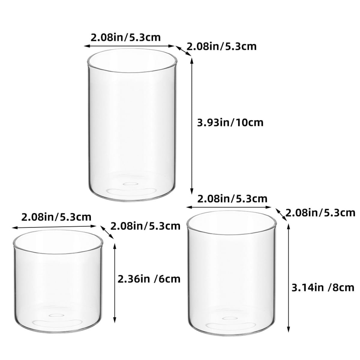 YARNOW 3pcs Small Glass Candle Holders Set Cylinder Aromatherapy Candle Cups for DIY Soy Wax Tealight Jars for Home Decor and Relaxation