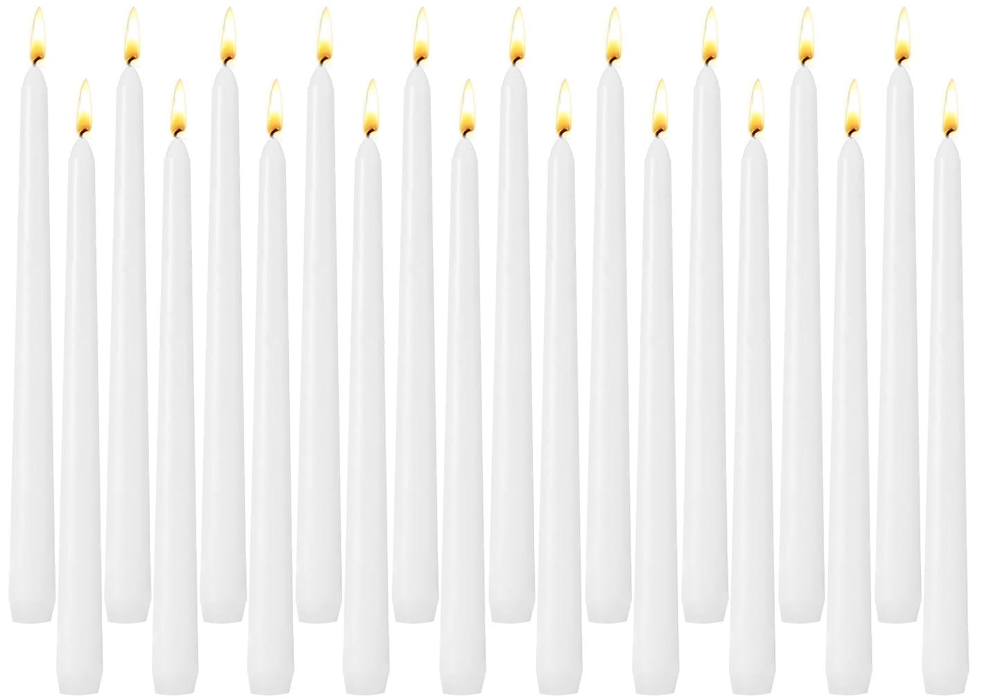 White Unscented Taper Candles for Home Decoration, 20 Pack 10 Inch Dripless Candlesticks for Dinner Party Wedding
