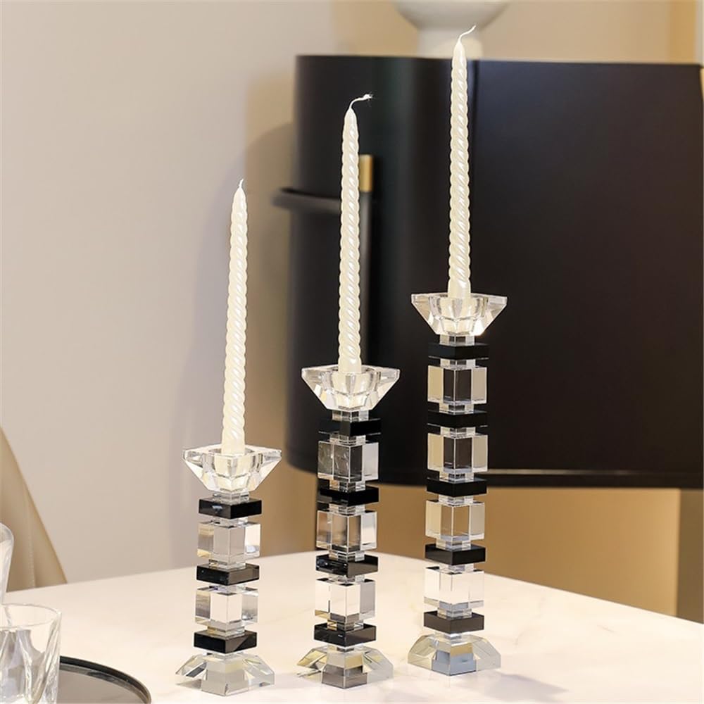 YUHUAWF Candle Holderss Light Luxury Crystal Glass Candle Holder Home Decoration Candle Holder for Wedding, Festival, Party & Windowsill Decor Decorative Candlestick(Small)