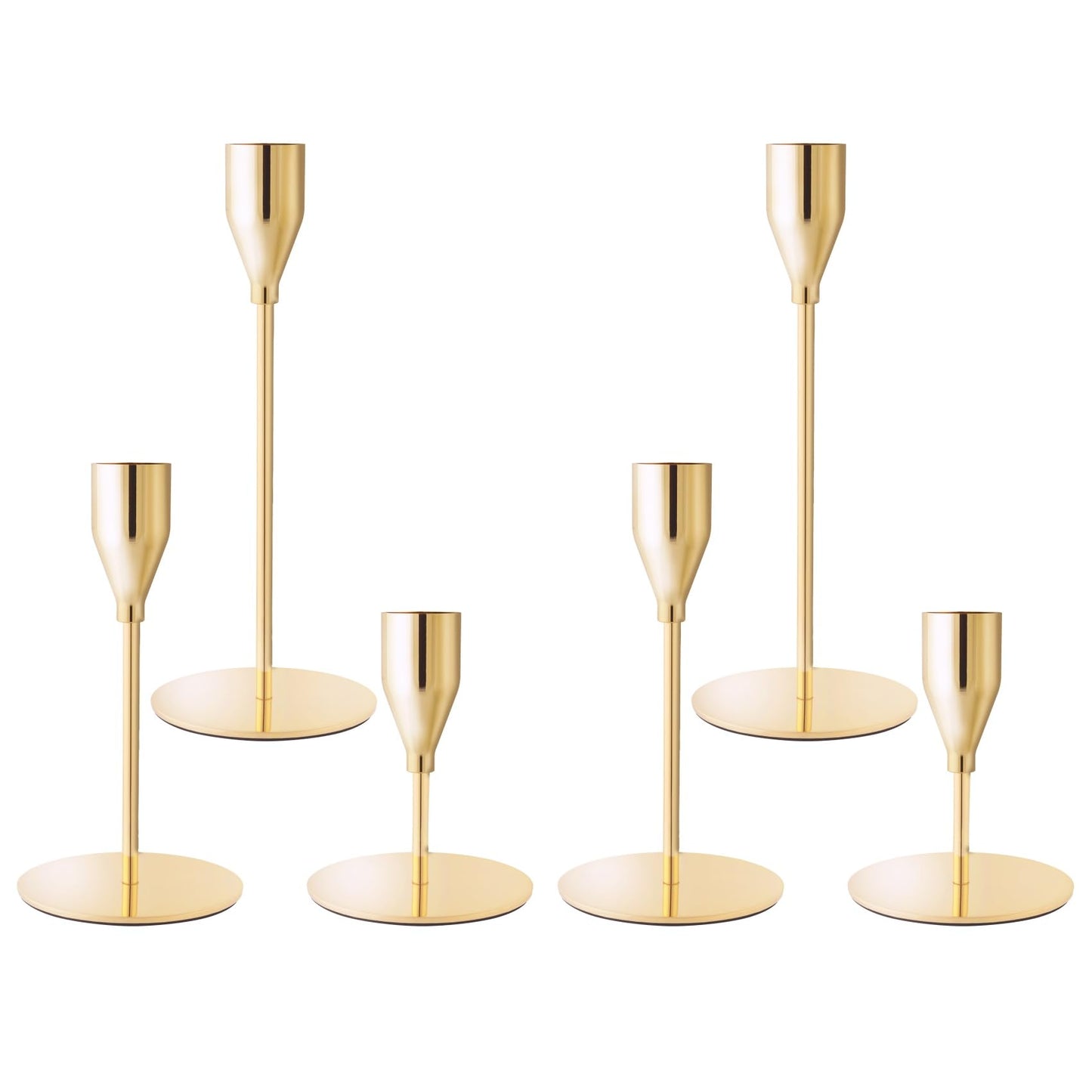 ECHFSM French Gold Taper Candle Holders for Wedding Table Centerpiece,Tall Taper Candlestick Holders Bulk Set of 6,Metal Candle Stick Holders for Dinning or Mantel Centerpiece,Party Home Decor