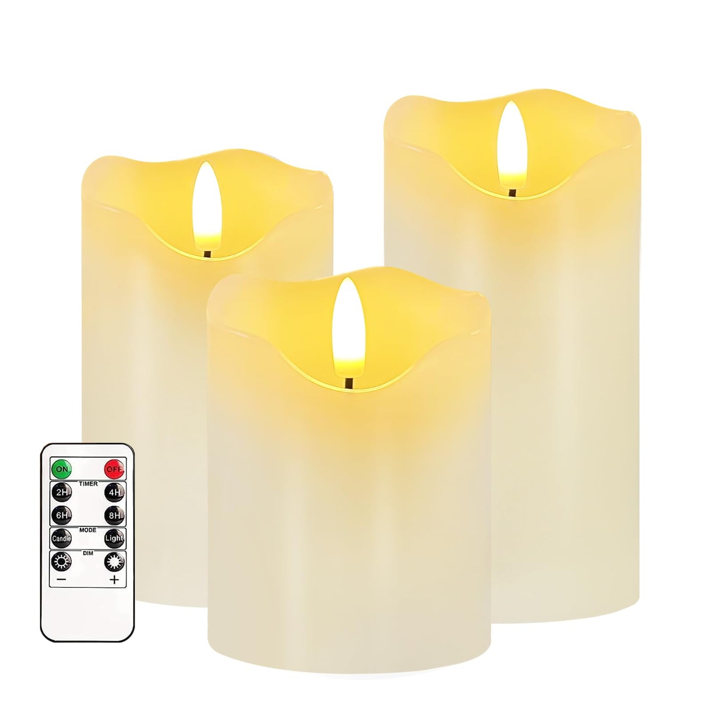 AVEKI White Flameless Candle Sets for Women Gift, Set of 3 Battery Operated LED Electric Candles Lights with Remote & Timer, Dimmable Fake Pillar Flickering Flameless Christmas Candles Decor