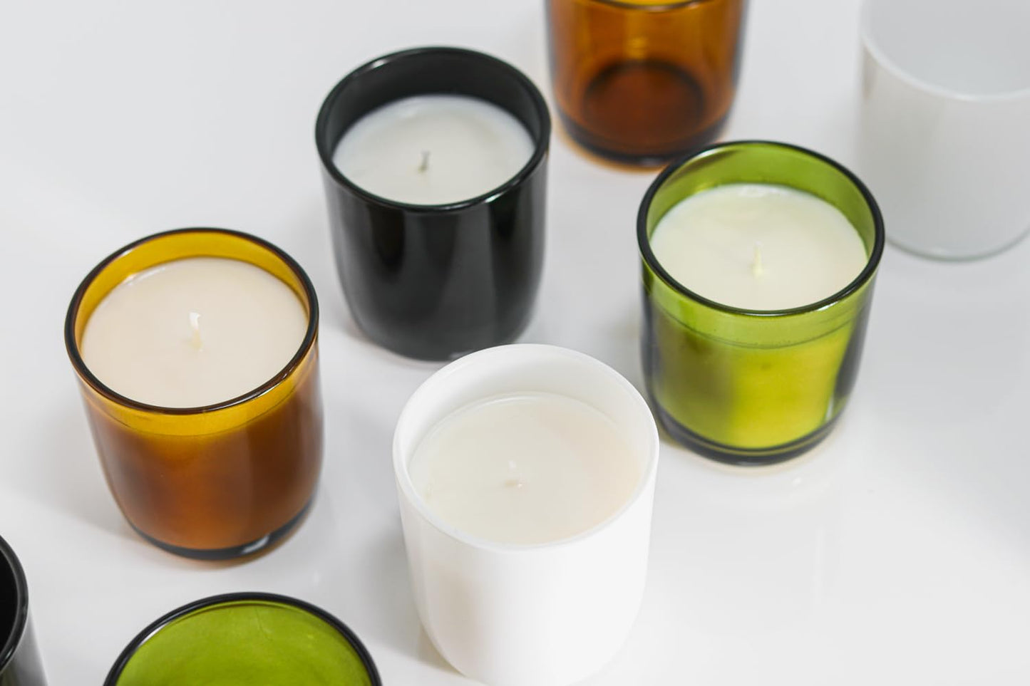 Aroparc Candle Jars for Candle Making 10oz U Shape Base Tumbler Jars for DIY, Bulk Vessel - 12 Containers +12 Metal Lids - Black