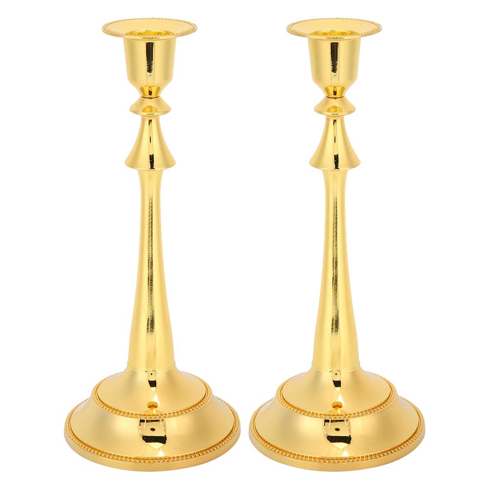 MOUMOUTEN Candelabra,2Pcs 1 Arm Gold Candlestick Holder Length 25cm Decorative Ambience Ornament for Home,Wedding, Restaurant and Other Occasions