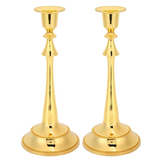 MOUMOUTEN Candelabra,2Pcs 1 Arm Gold Candlestick Holder Length 25cm Decorative Ambience Ornament for Home,Wedding, Restaurant and Other Occasions