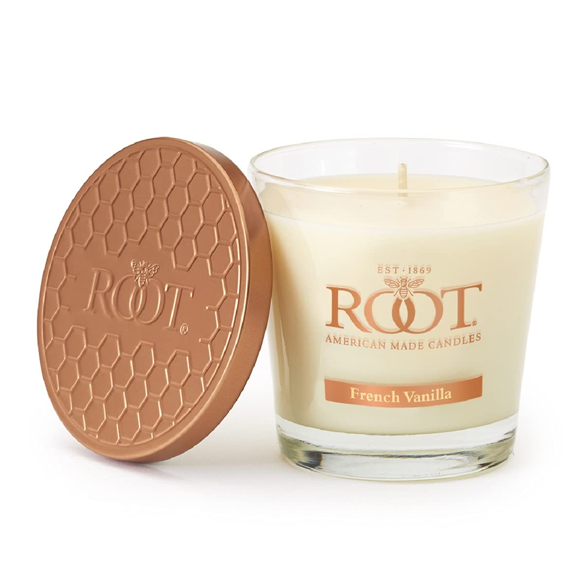 Root Candles Scented Candles Honeycomb Veriglass Premium Handcrafted Beeswax Blend Candle, Small, French Vanilla