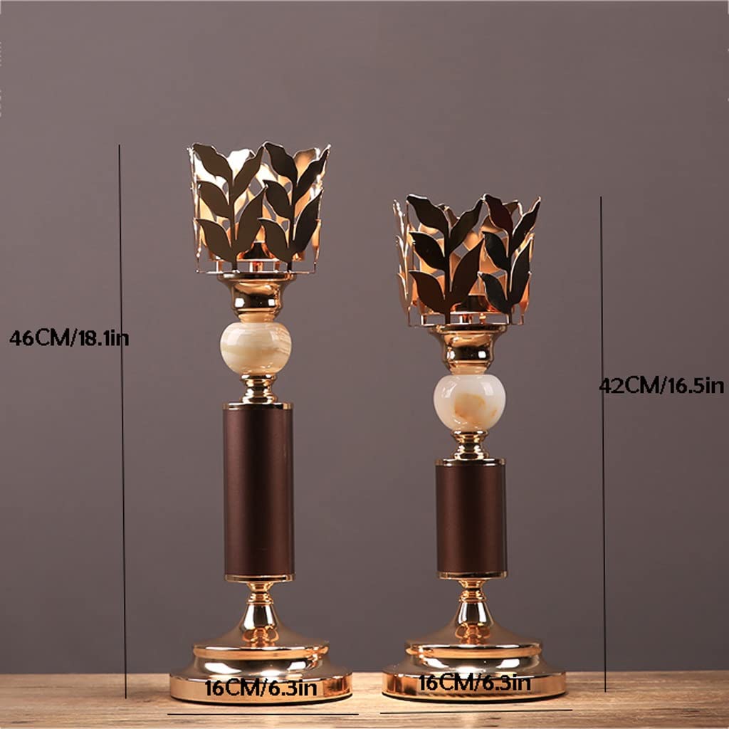 Candlestick Holders Retro Candle Holder Creative Light Luxury Table Decoration Romantic Candle Light Dinner Props Metal Ceramic Candle Holder Candle Holders(Size:A)