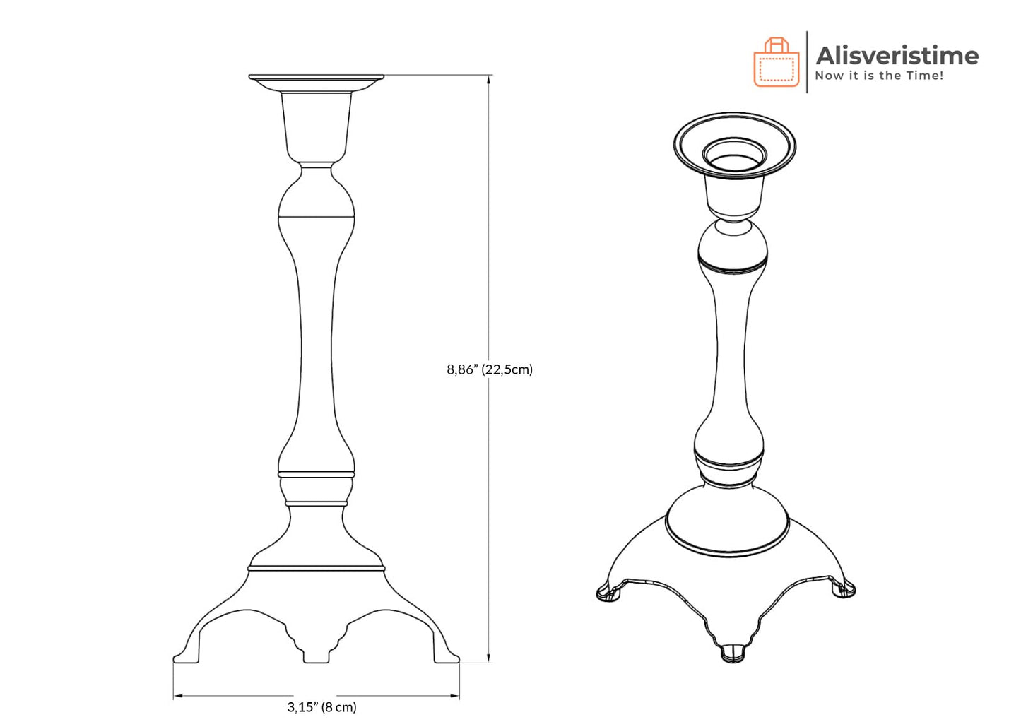 Alisveristime 2-Piece Candle Holder Set - Medium Size Decorative Zamac Candlesticks for Elegant Home Decor (Gold & Silver) (Gold)