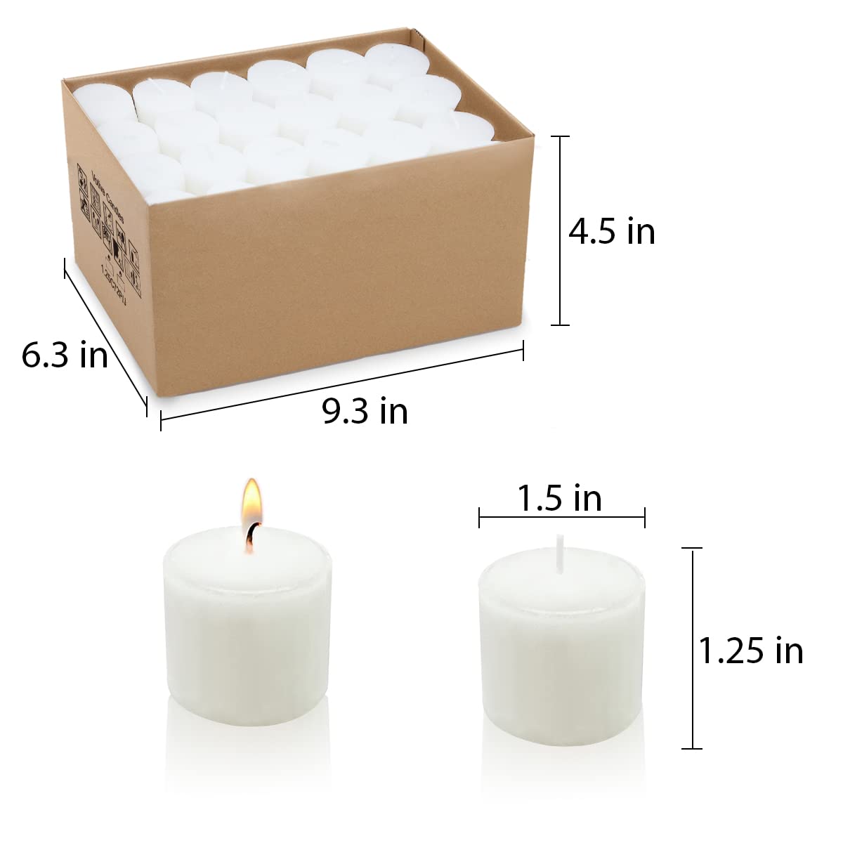 Yusevot Votive Candles Bulk, 72 Packs Unscented White 1.5 inch Wax Candles for Wedding, Party, Holiday & Home, 8 Hours Burning